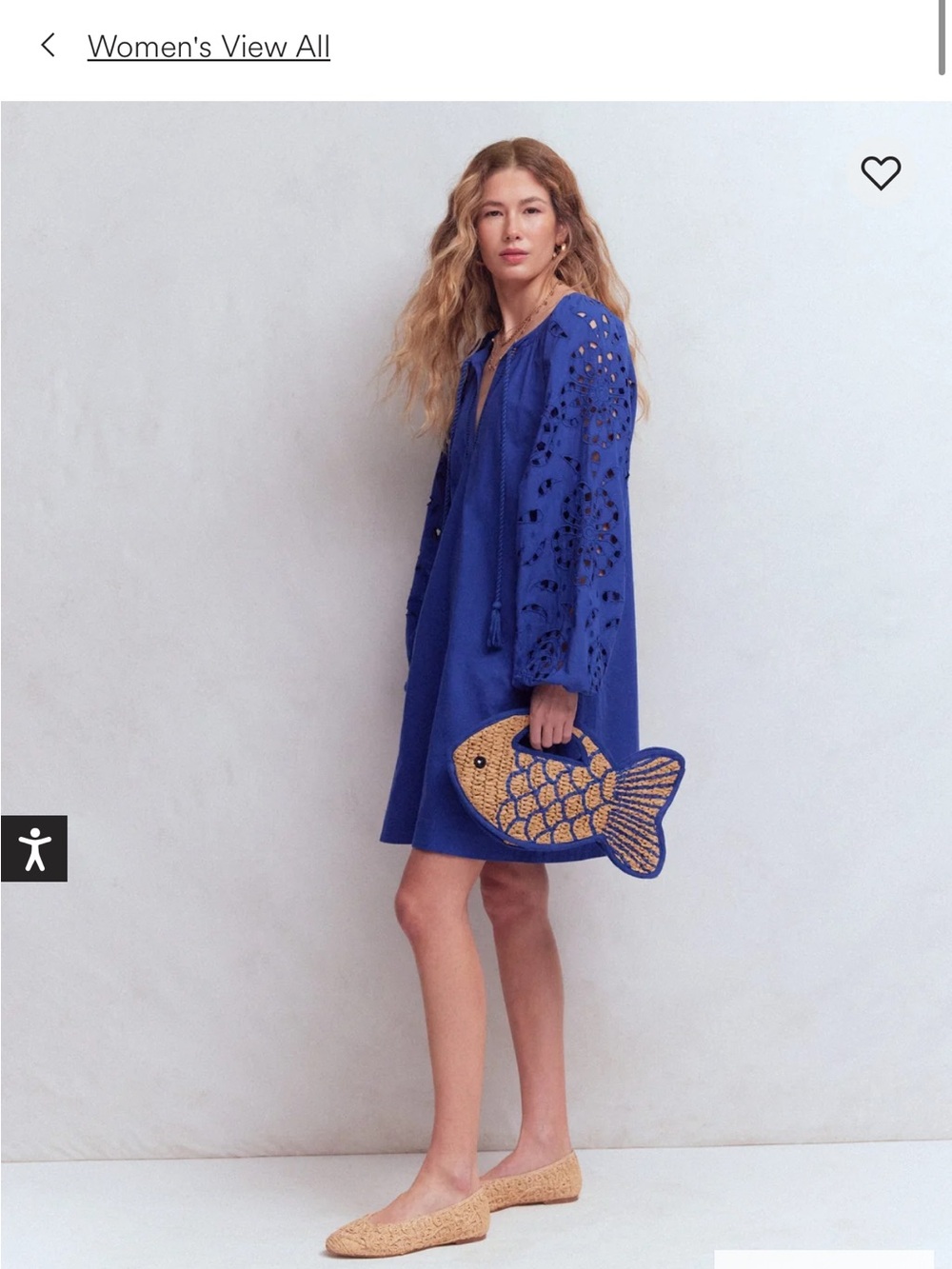 Boden Cobalt Blue Eyelet-Sleeve Peasant Tunic